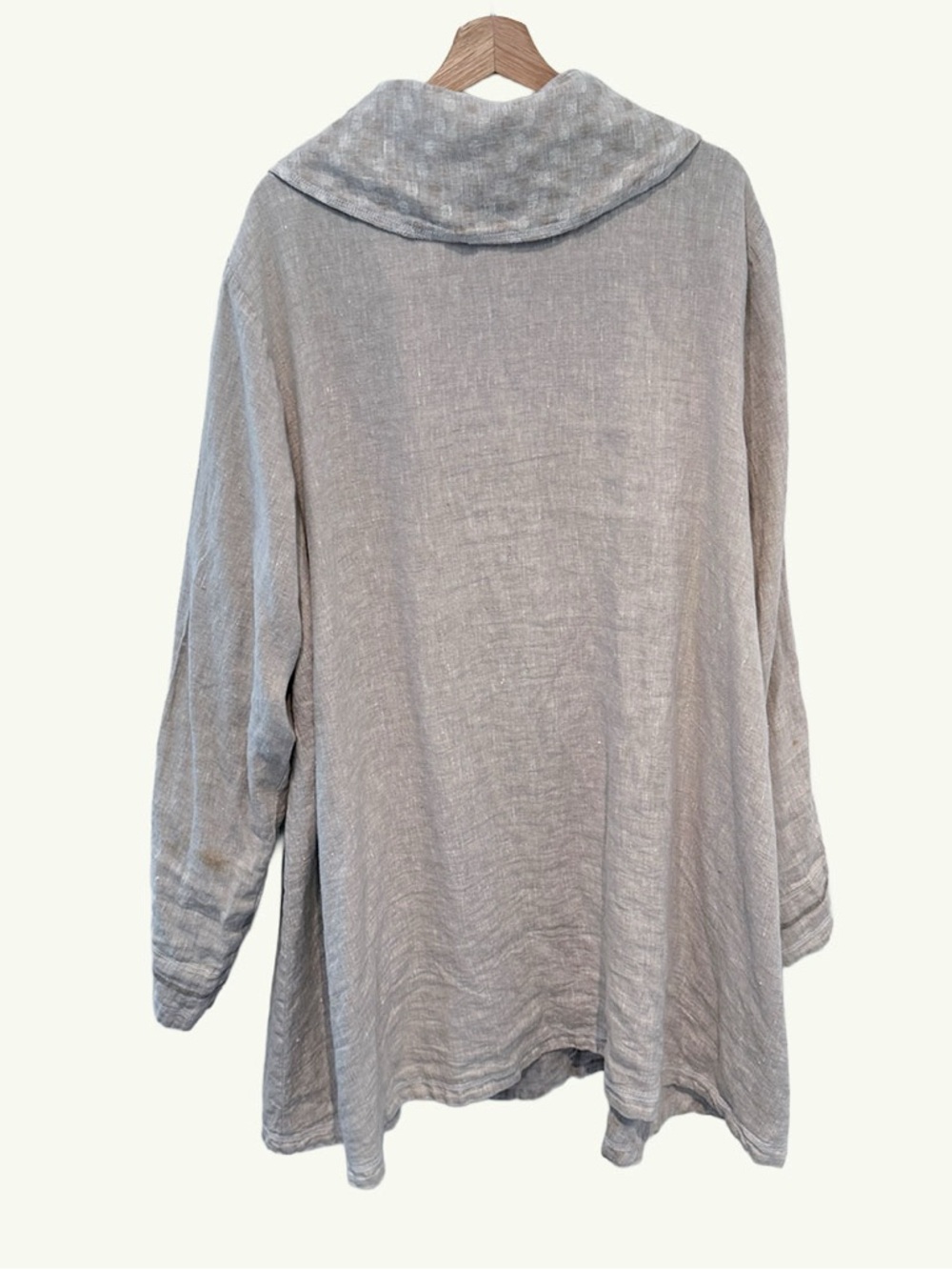 Oversized Linen Duster Cardigan Coat XL Boho Layering Jacket Natural Oatmeal - Picture 5 of 11